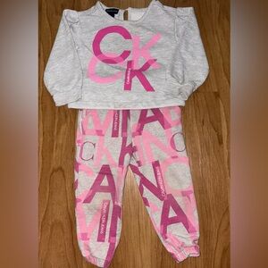 Calvin Klein Gray and Pink Kids' Logo Outfit